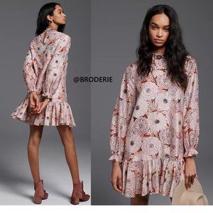 Anthropologie Pink Floral Midi Dress.  Like new, without tags.